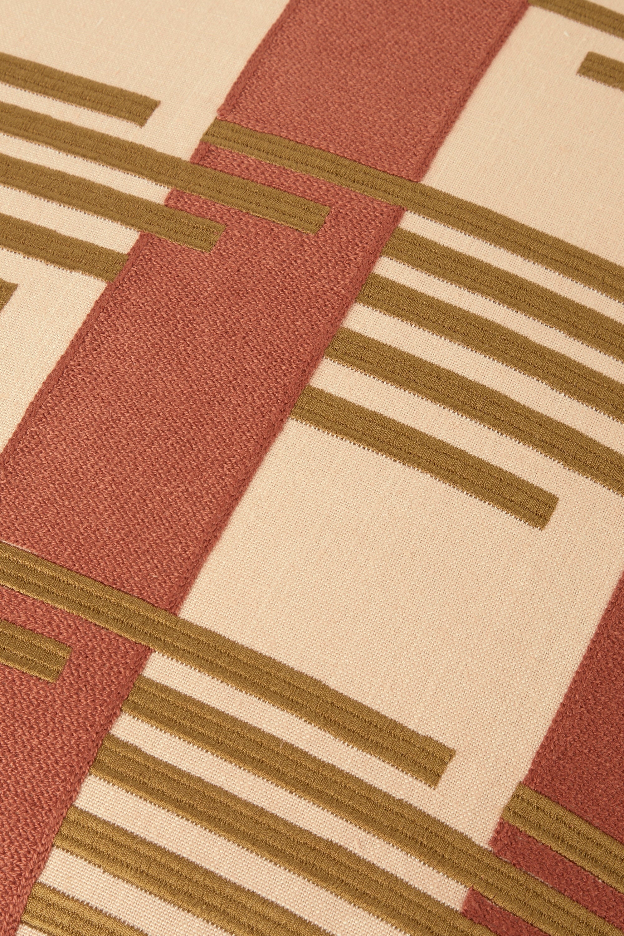 Embroidered Cushion Cover - Brick Red & Yellow - Image 3