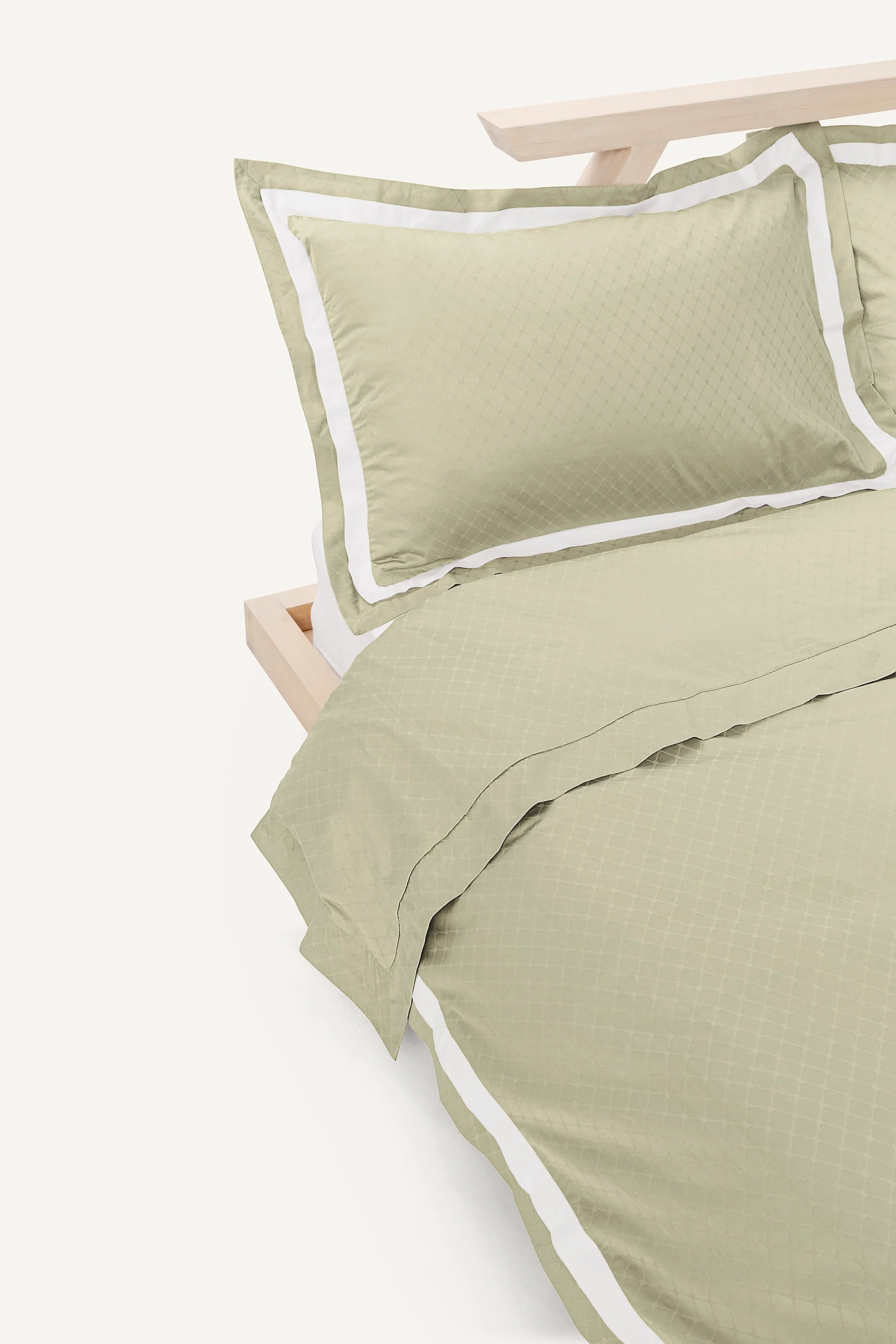 Jacquard Organic Cotton Duvet Cover - Sage - Image 4