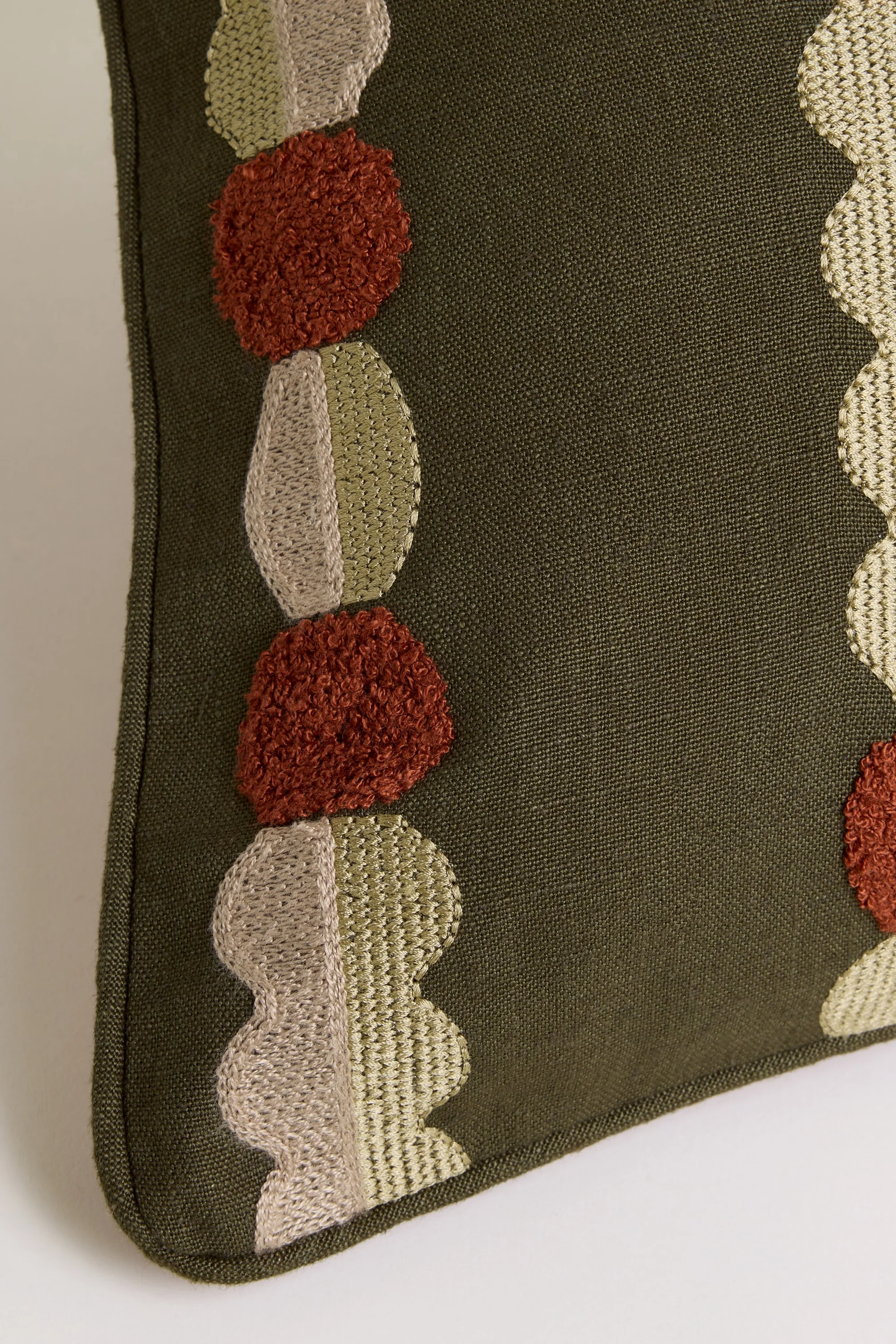 Marigold Cushion Cover - Green + Terracotta - Image 3