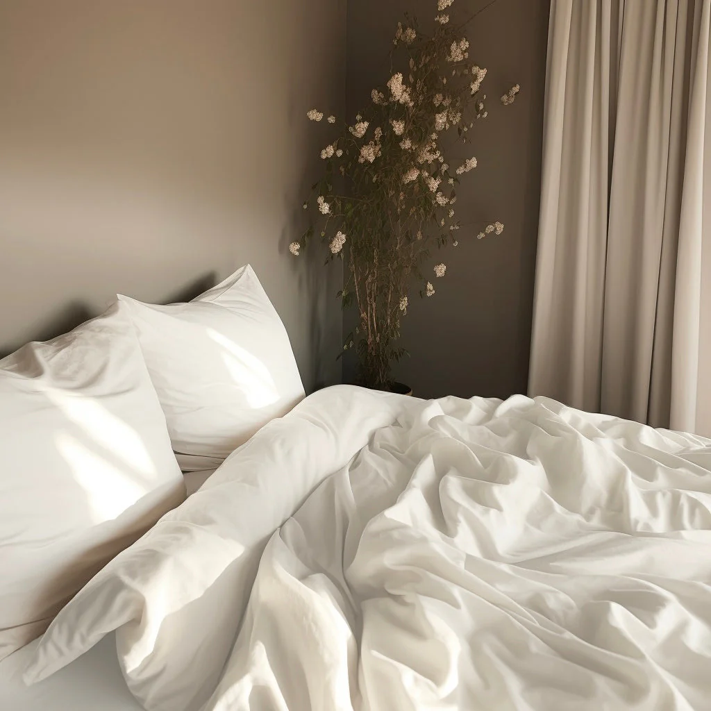 Percale Organic Cotton Fitted Sheet Set - Midwinter White - Image 4