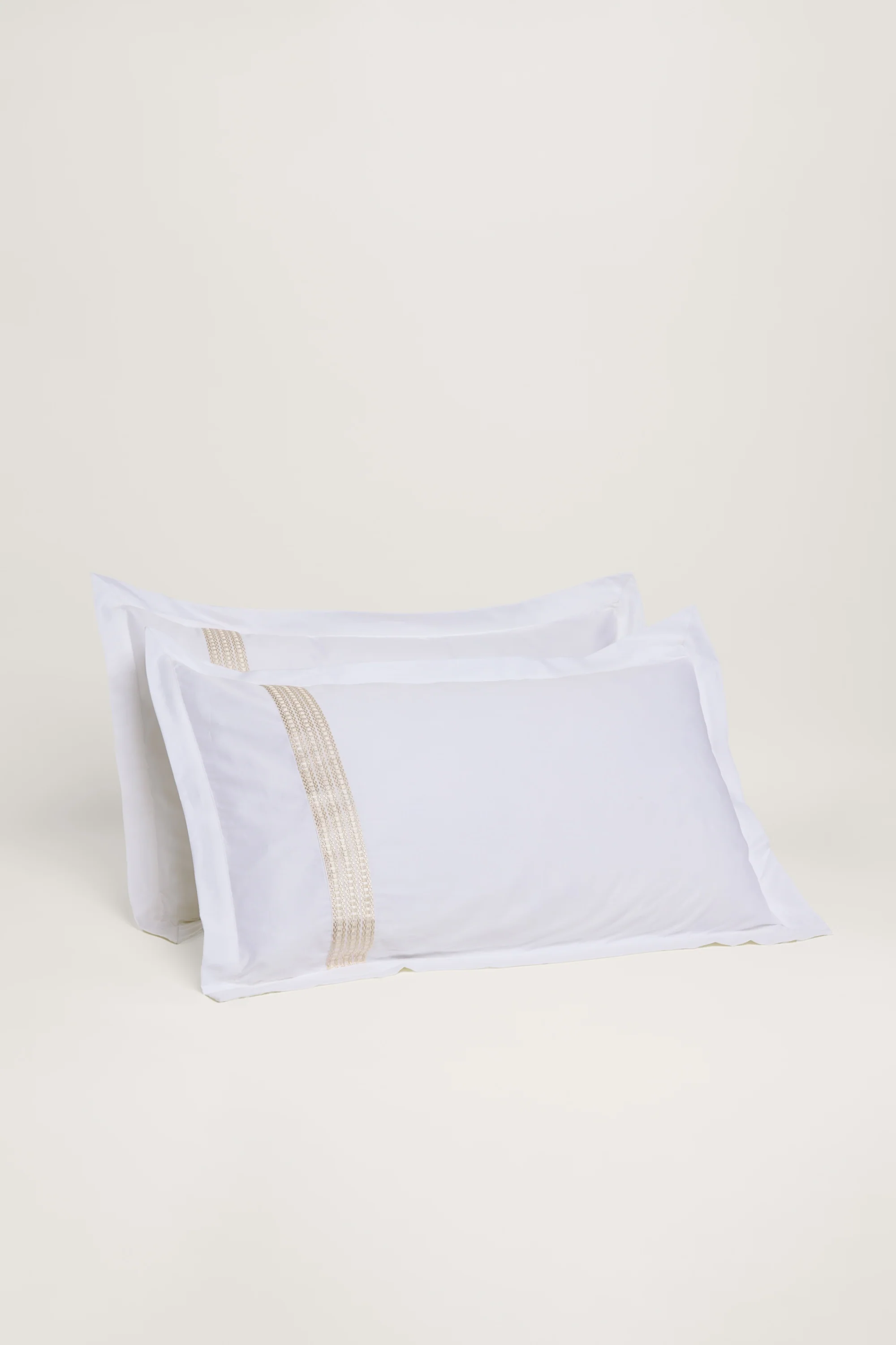 Raha Embroidered Pillowcases - Classic White & Gold