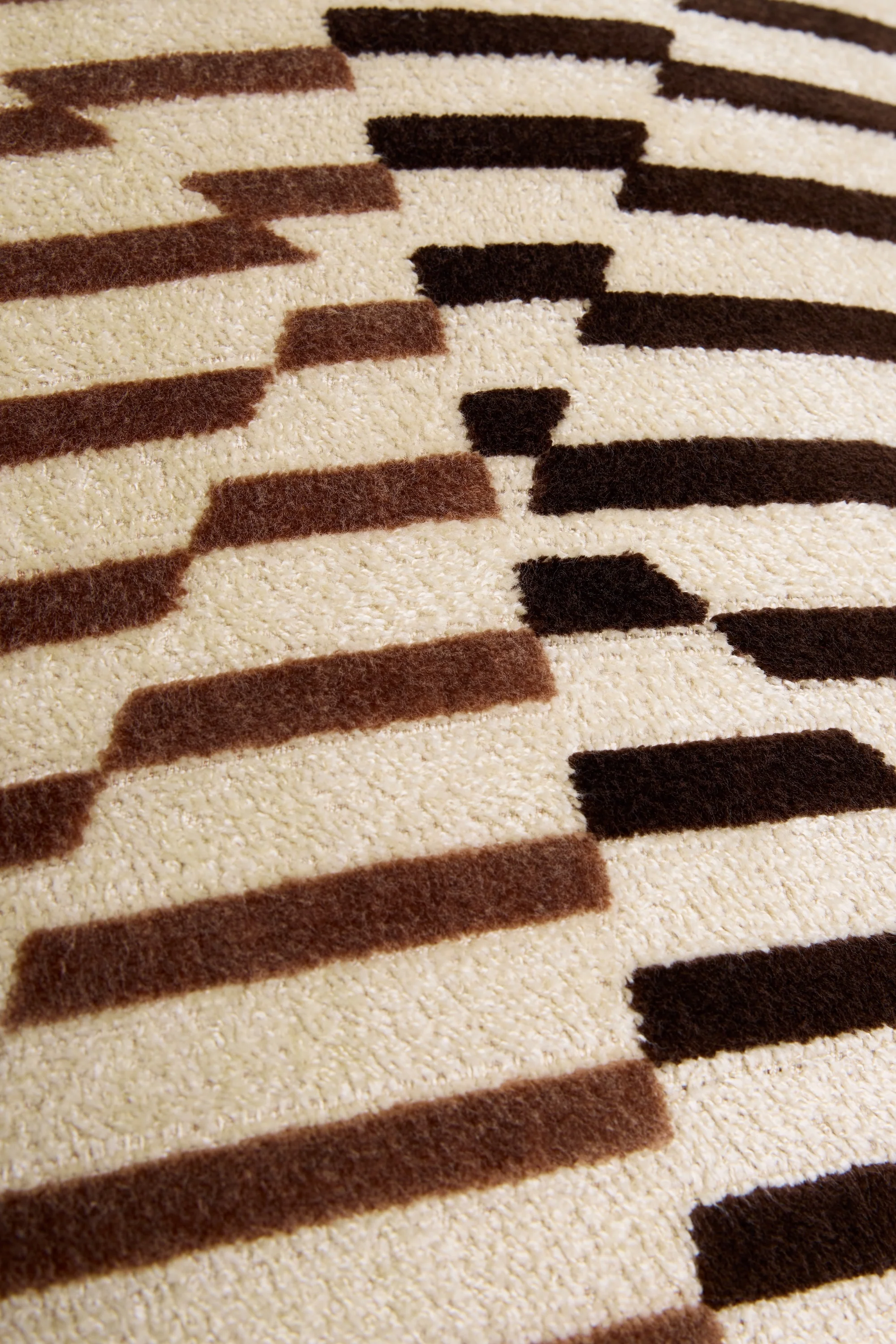 Striped Velvet Cushion Cover - Brown - Image 3